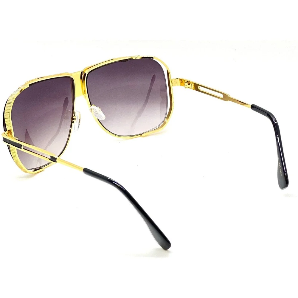Sunglasses Men Vintage Pilot Square Trendy Metal Steampunk Fishing Driving Gafas